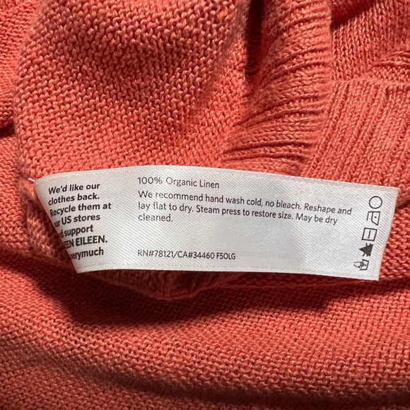 Eileen Fisher Organic Linen Oversized Crew Neck Tunic Sweater Size XS - Picture 9 of 10